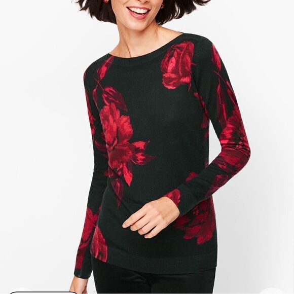 Talbots Sweaters - Talbots PAINTERLY FLORAL MERINO SWEATER size M